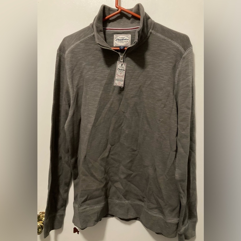 Flag & Anthem Men’s Grey Heater Quarter Zip-Up Sweater Size Medium